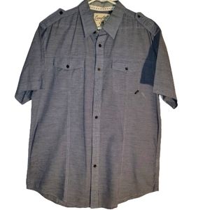 Coastal Men's Short Sleeve Button Up Shirt Black White Striped